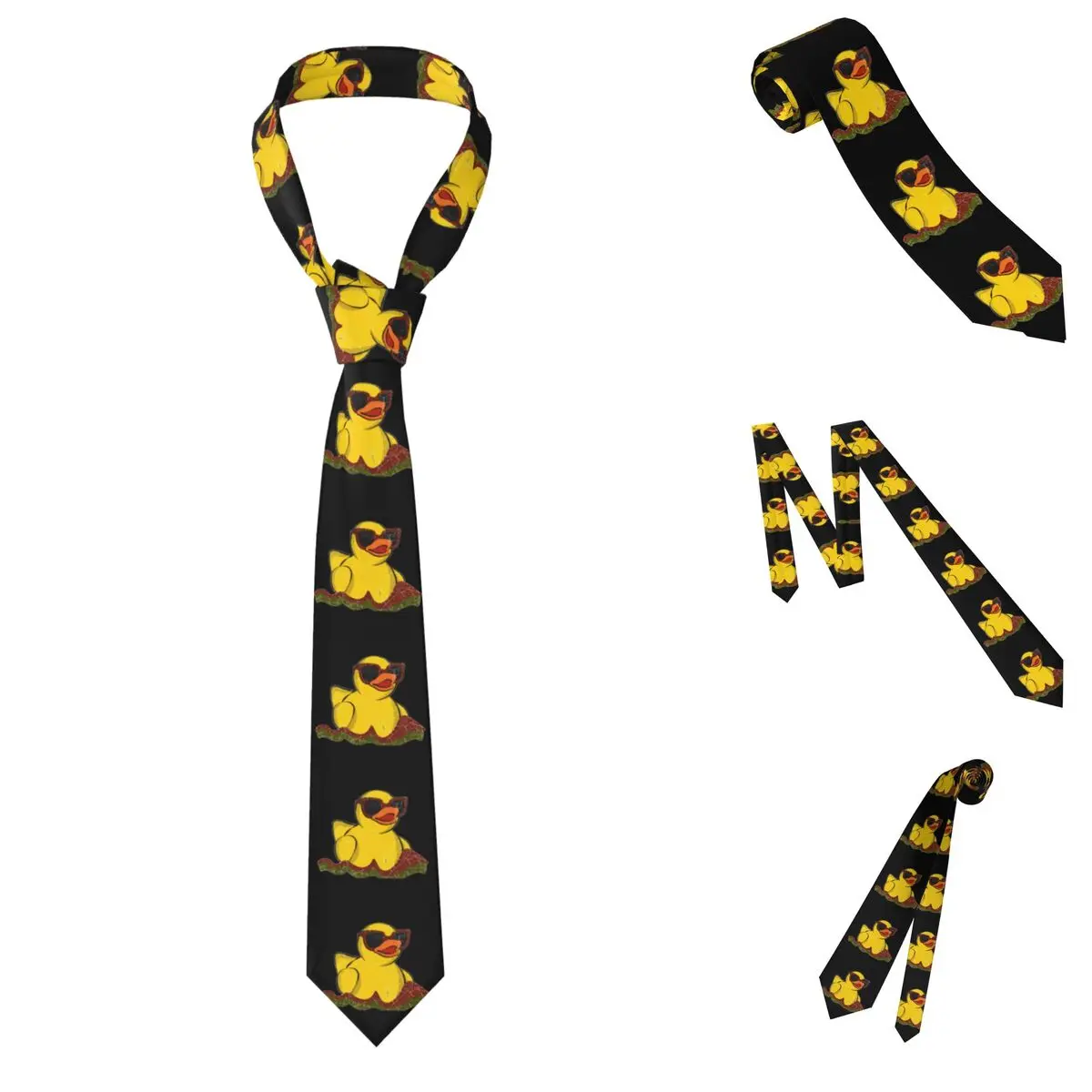 Zoo Yellow Rubber Toy Rubber Duck Ducky Necktie for Men Silk Polyester 8 cm Neck Ties Wedding Accessories Tie Gravatas