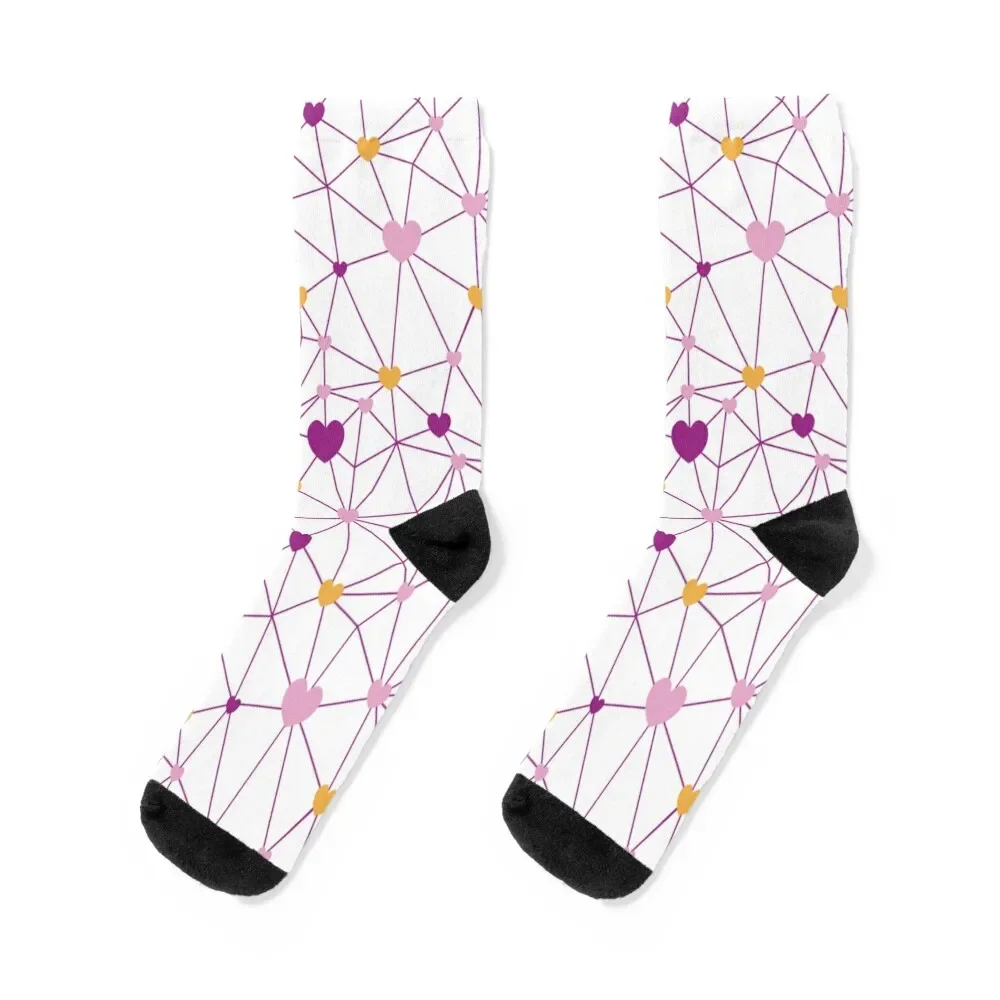 Pink web of hearts Socks winter gifts moving stockings Socks Man Women's