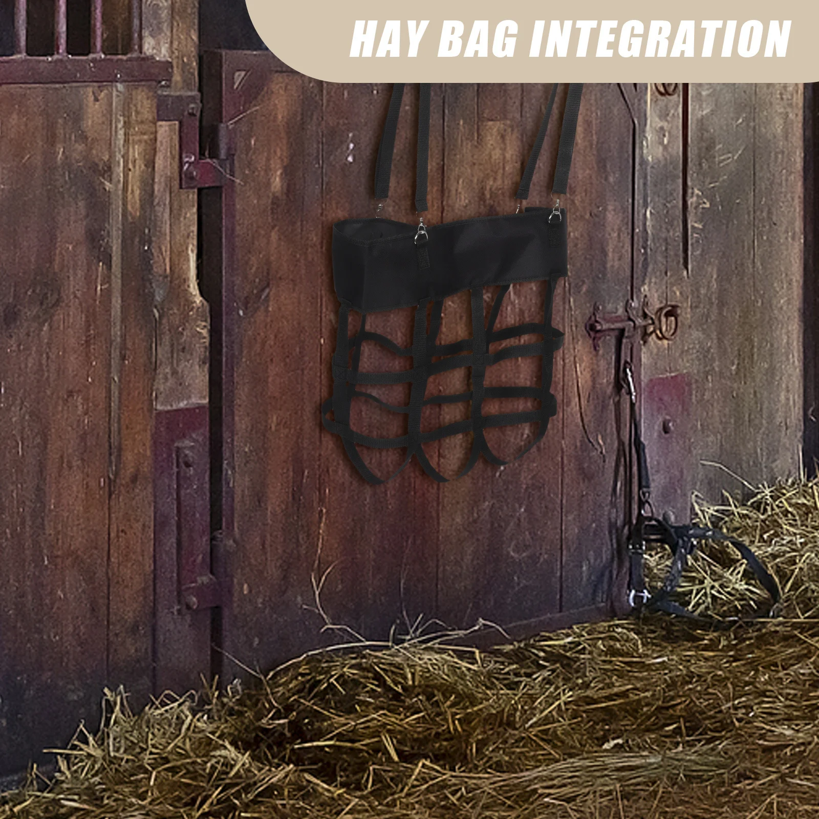 حقيبة حامل مروحة صندوقية قابلة للتعديل لكشك الحصان معلقة بطيئة التغذية القش حقيبة جدار جبل حامل مروحة للحظيرة والمستقرة #6