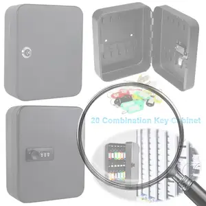 Combination Key Cabinet 20 Key Hooks Key Box Wall Mounted with Key/Code Lock Key Cabinet Wall Mount Key Holder Box Wall Mount