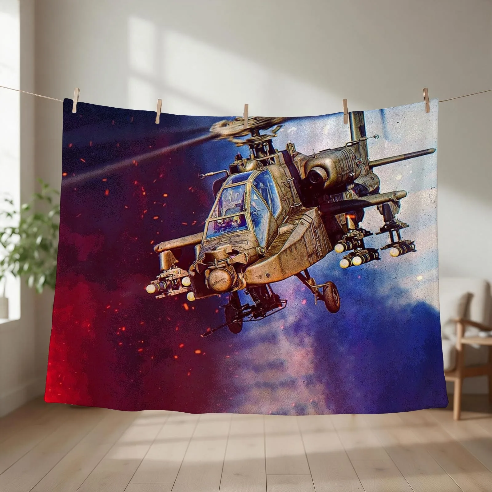 AH-64D Apache Helicopter Throw Blanket couch cozy soft plush fuzzy picnic outdoor blanket