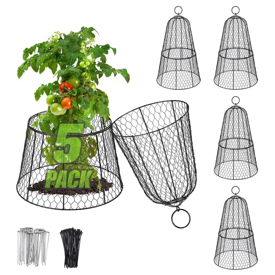 

Защитные сетки для растений от животных 17.3Hx11.8D, сетчатые чехлы для растений с откидной крышкой, нержавеющие металлические садовые колпаки