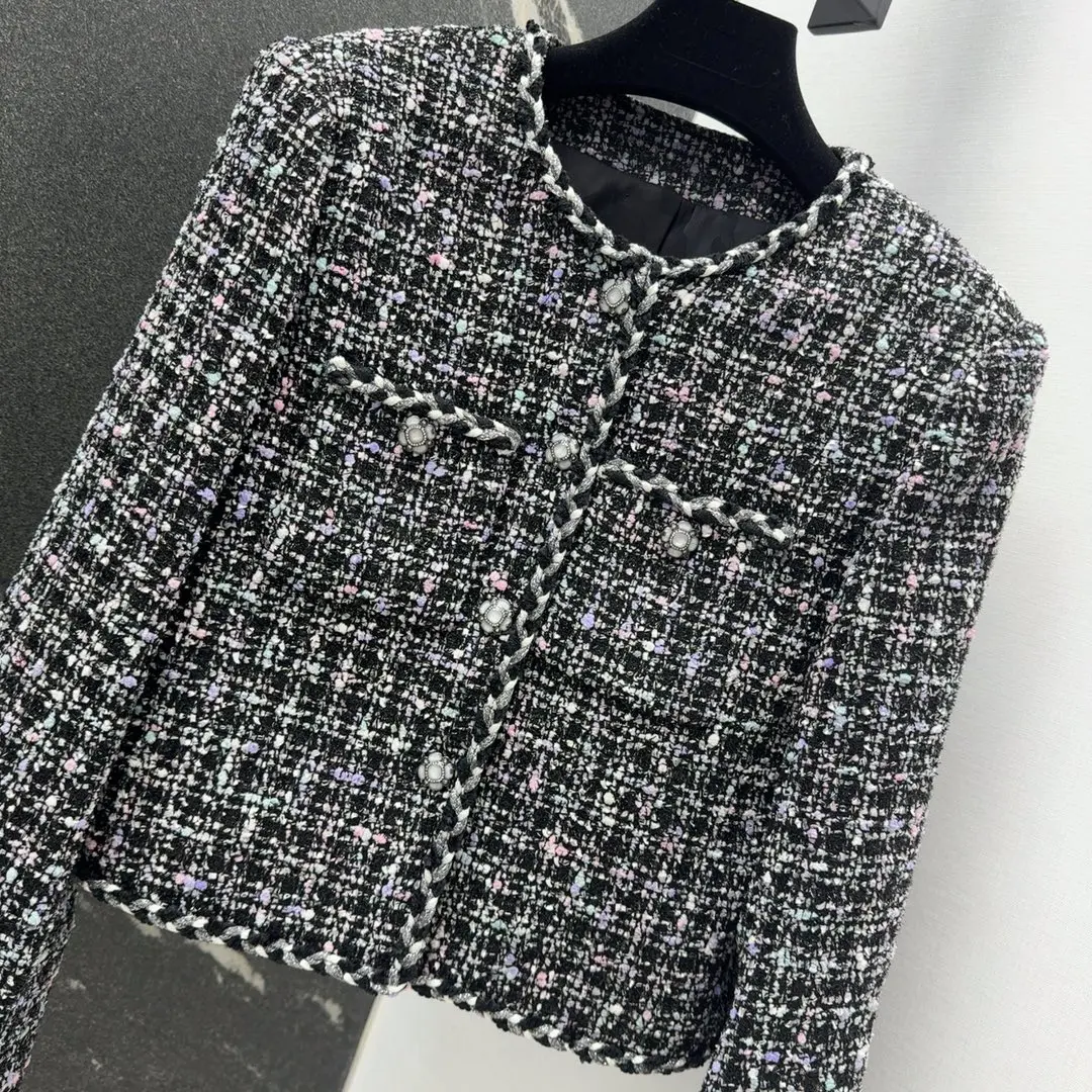 2024 Autumn New Women's Clothing Colorful woven three-dimensional cut woolen woolen woolen coat 0822