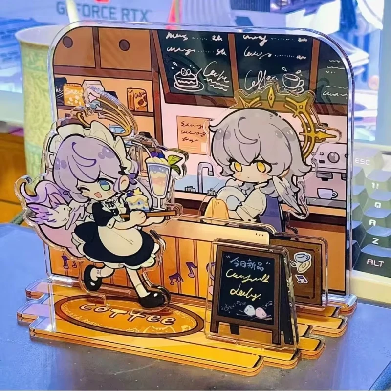 Honkai Star Rail Robin & Sunday Cafe Scene Acrylic Stand Cute Q Version Maid Outfit Character Desktop Display Ornaments