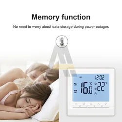 LCD Gas Boiler Heating Thermostat Dry Contact Programmable NTC thermistor Temperature Controller Digital power-off memory