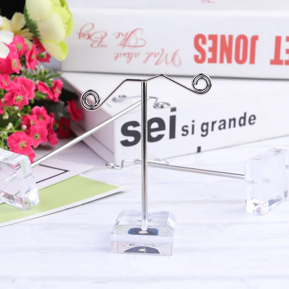 

Acrylic Base Iron Rack Earring Jewelry Stand Display Organizer For Necklace Chain Storage Transparent Holder Jewelry