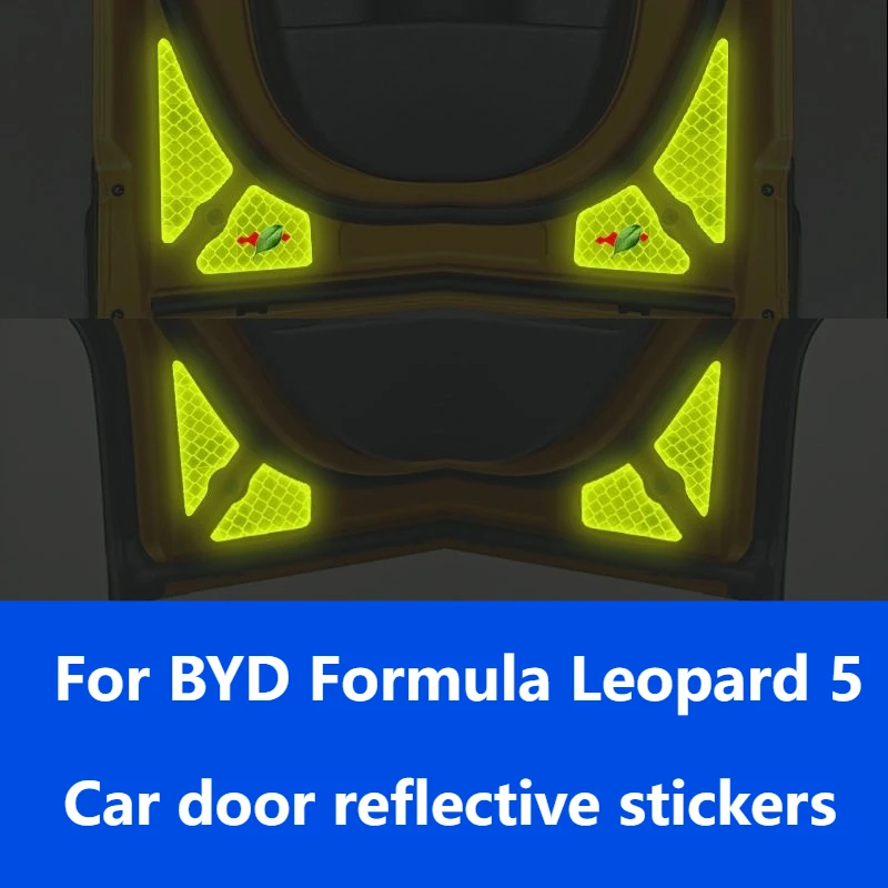 Fit For BYD Formula Leopard 5 Denza 5 Door Reflective Stickers Luminous Warning Decals Interior Decor Car Accessories