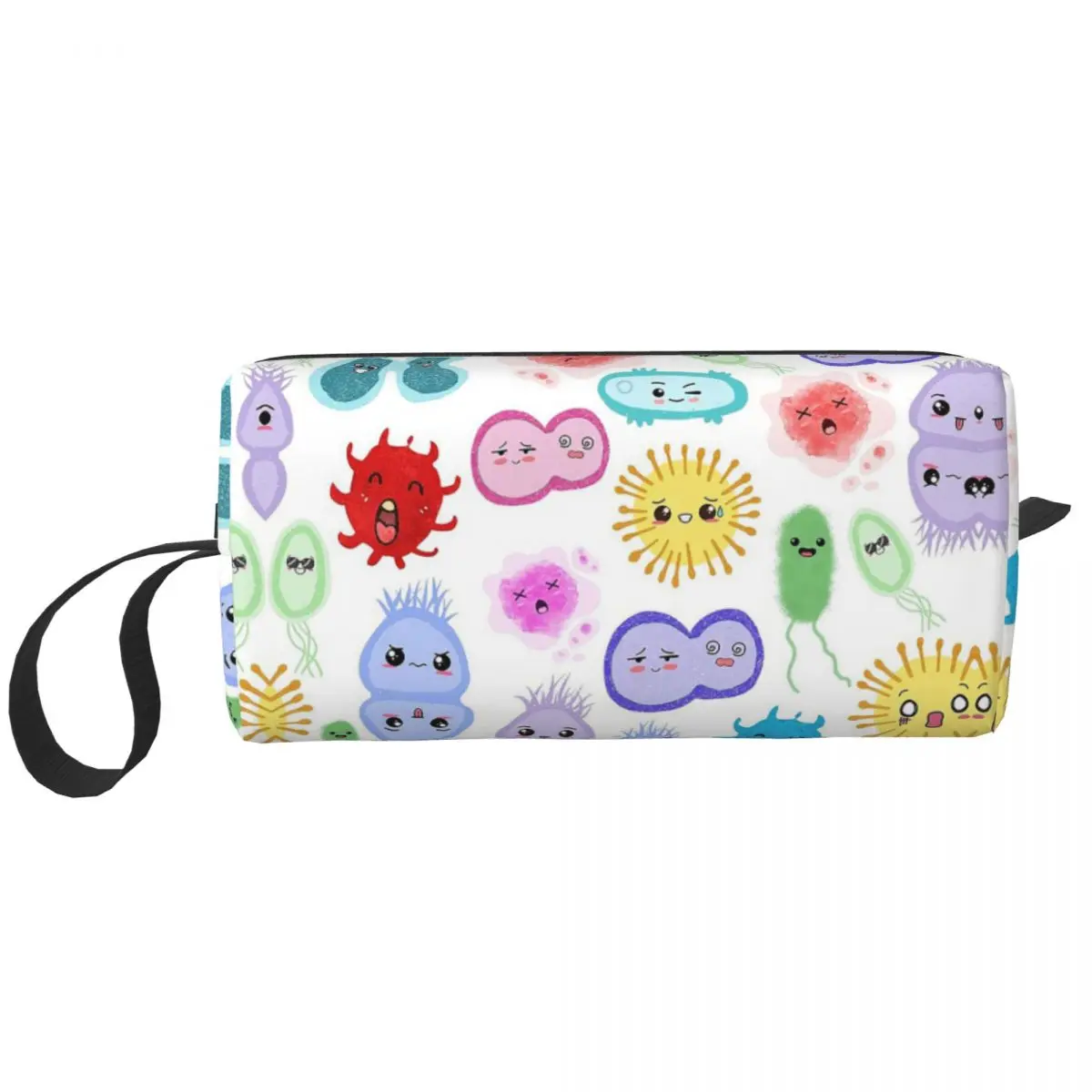 Cute Microbes Bacteria Virus Ecoli Micro Biology Makeup Bag Cosmetic Organizer Storage Dopp Kit Toiletry for Women Pencil Case