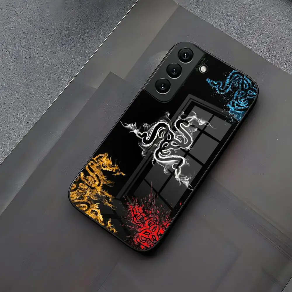 R-Razer 전화 케이스 유리 삼성 갤럭시 S25 S24 S21 S23 S22 S20 Ultra Fe Plus A14 A16 A54 A24 A55 A53 커버