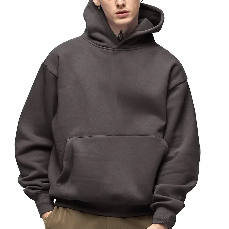 Pop Heavy Weight Fashion Men Hoodies New Autumn Winter Casual Thick Cotton Men Top Solid Color Hoodies Sweatshirt Male Woman Top