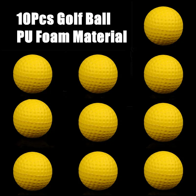 

Мячи для гольфа из полиуретана, эластичная желтая губка для тренировок в помещении и на улице, 10 шт.