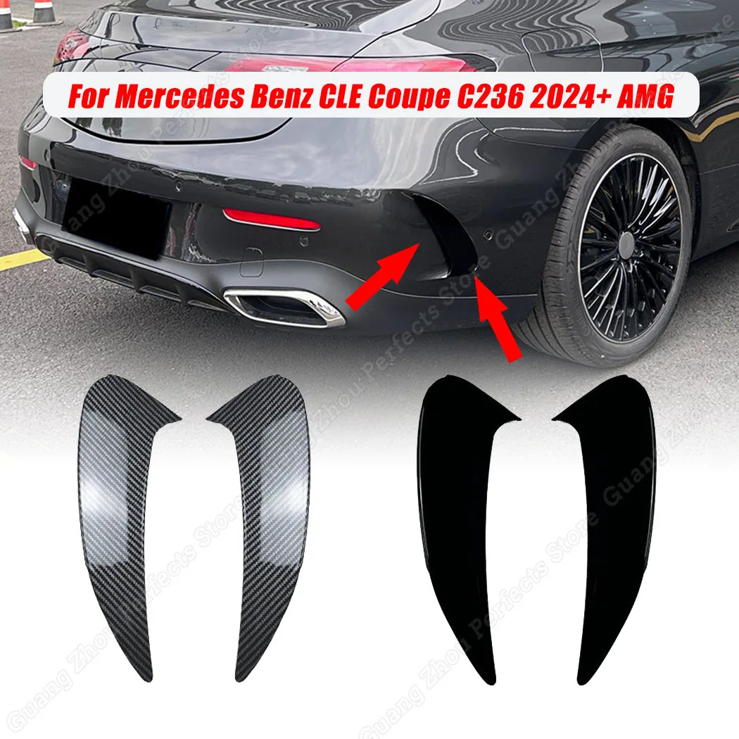 Rear Side Wind Blade Spoiler Air Vent Car Body Exterior Kits Accessories Gloss Black For Mercedes Benz CLE Coupe C236 2024+ AMG