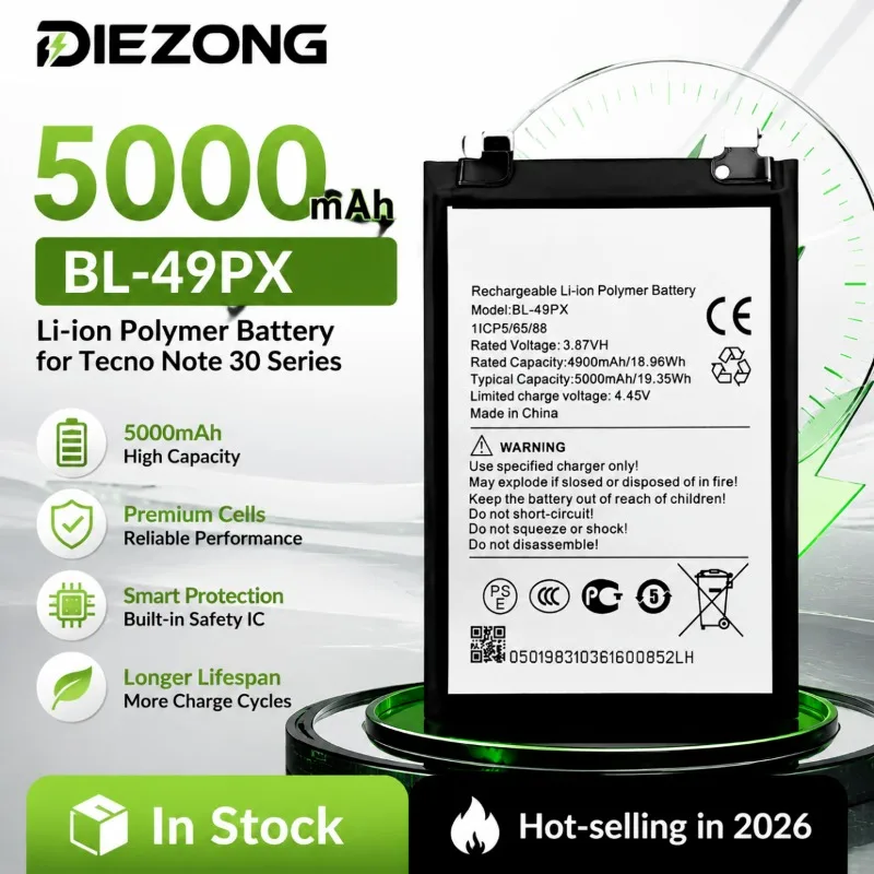 In Stock, Hot‑selling in 2026, BL‑49PX Phone Battery for Tecno Note 30 Pro/Zero 30/NOTE 30 VIP