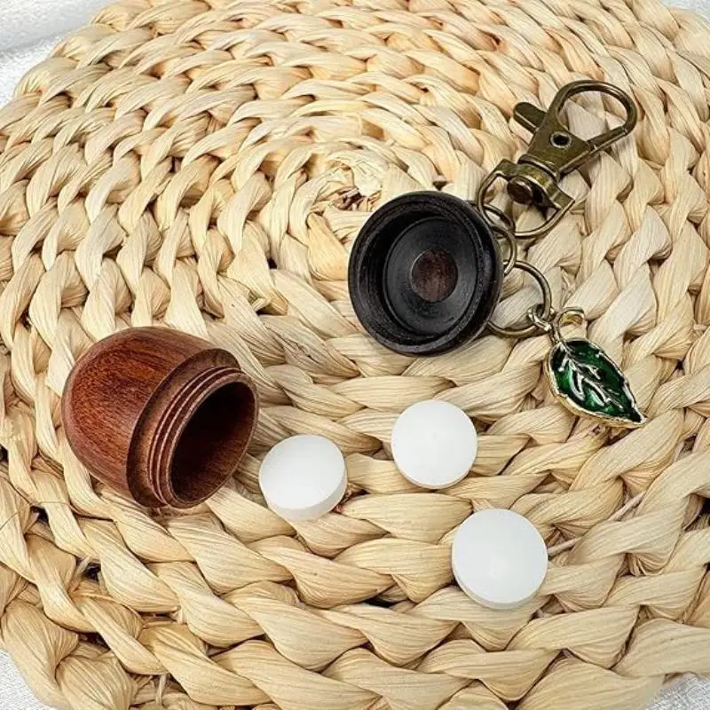Acorn Shaped Mini Portable Pill Box Compact Medicine Tablet Holder Keychain Lightweight for Purse Hiking Daily Use