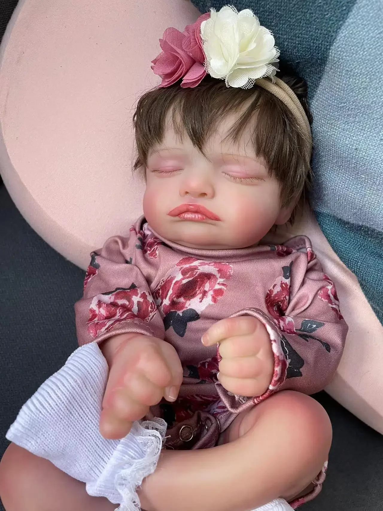 Clearance 45CM Rosalie Handmade Reborn Sleeping Baby Doll 3D Skin with Hand-Root Hair Visible Newborn Reborn Baby Dolls Toys