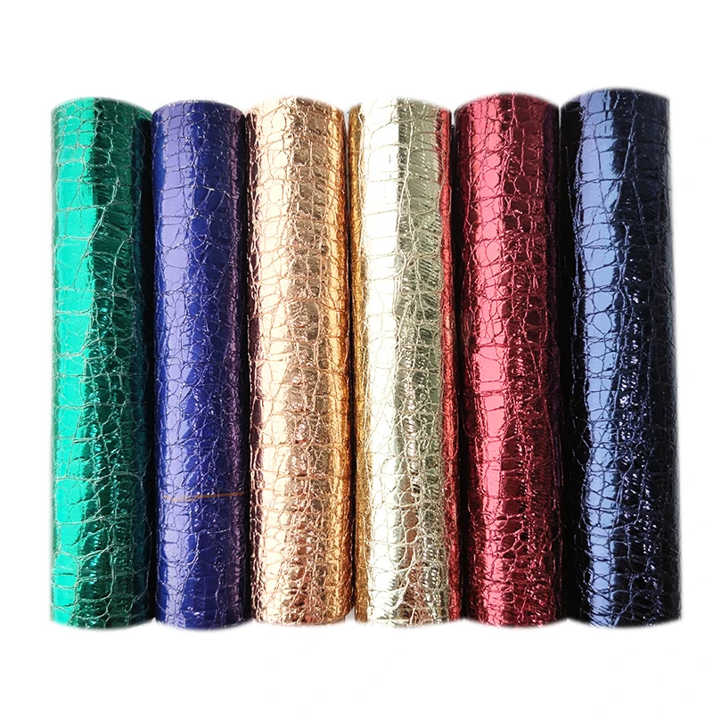 Metallic Smooth Embossing Textured Faux Leather PU Fabric Material for Earring Sewing Clothing Hair Clips DIY Material 46*135cm