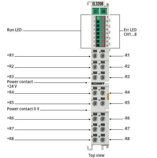 2026 BECKHOFF EL3208 | EtherCAT Terminal 8-channel Analog Input Temperature RTD (Pt100) 16 Bit