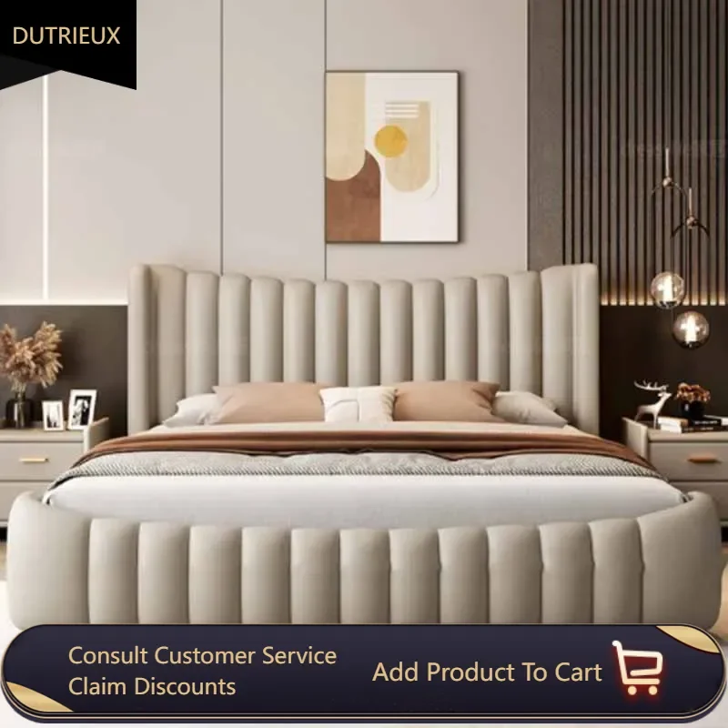

High End Kawaii Double Bed Soft Waterproof Wood European Upholstered Modern Beds Bedroom Twin Luxury Camas De Casal Furniture