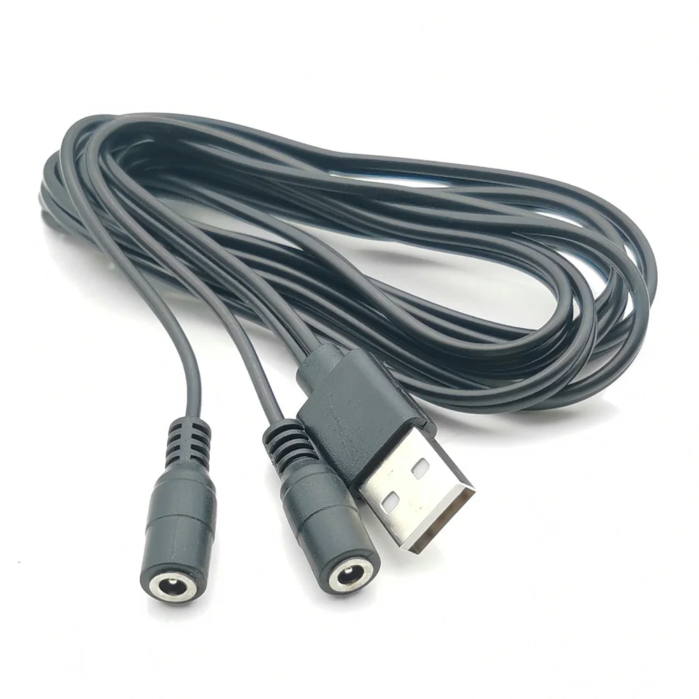USB2.0 Male to DC 3.5*1.35mm Female One Minute Two Cable USB To Double DC Power Supply Plug Jack Extension Cable Connector Cords