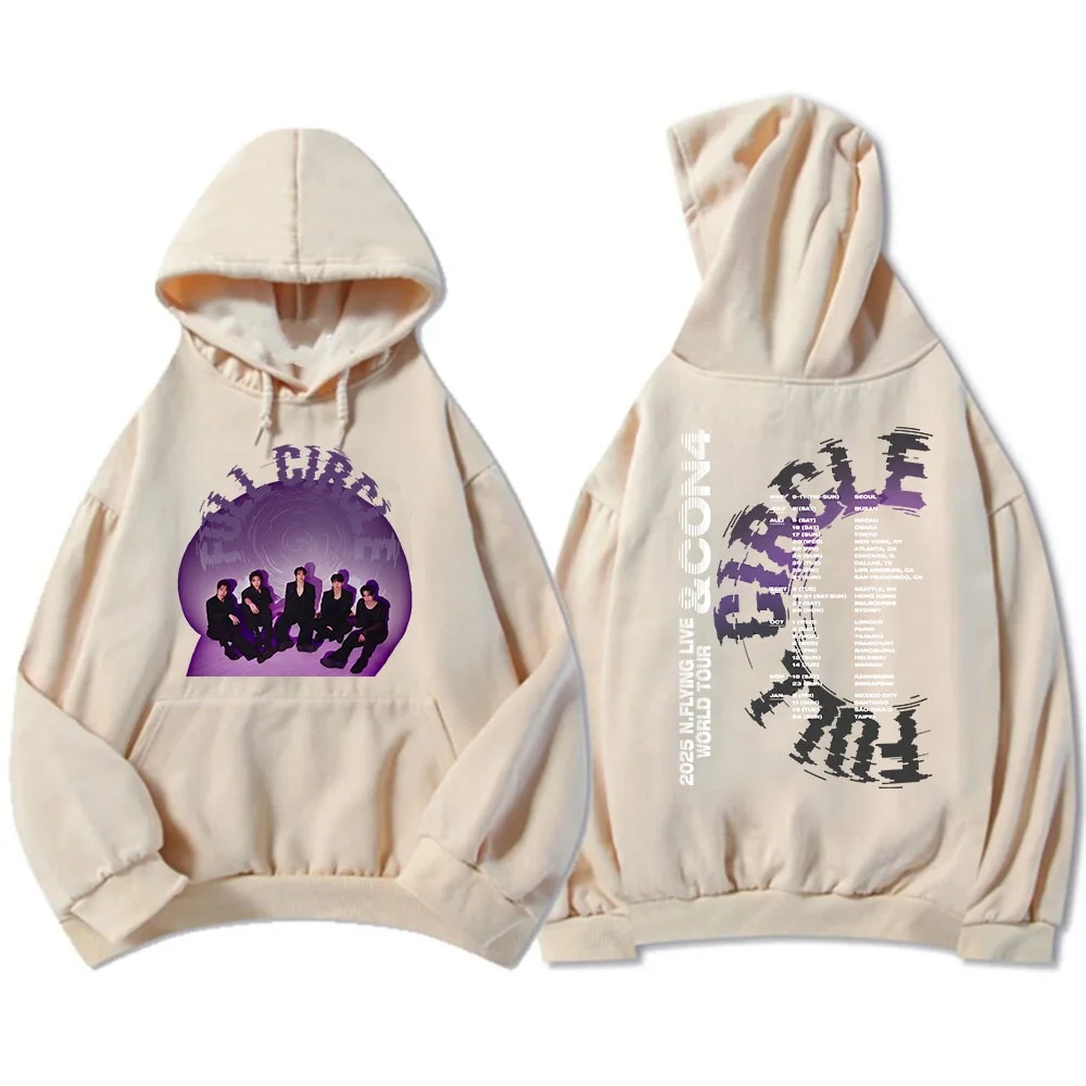 Flight Live World Tour & CON4_FULL هوديس كم طويل موضة خريف وشتاء 2025 للجنسين سوداديراس جرافيك توب قطن هوديي #2