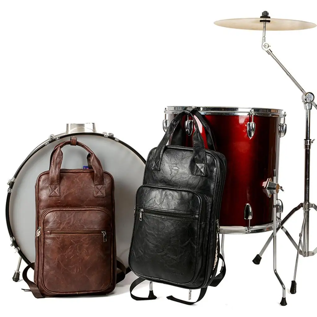 PU Leather Drum Stick Drumsticks Bag Carrying Case Parts Accessory Brown