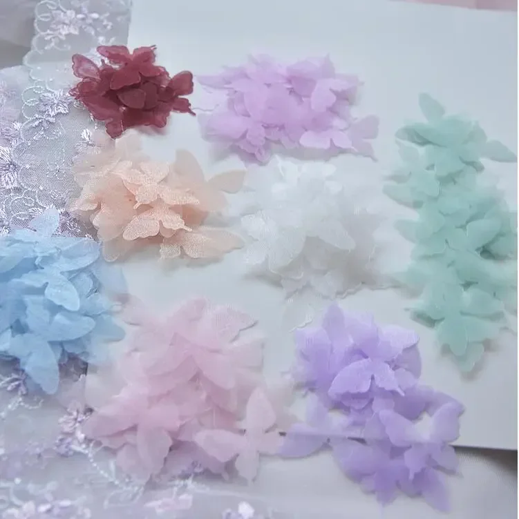 

High Quality Butterfly Tulle for Wedding Dress, 100 Pcs/pack, 2.8cm, DIY Material, Bridal Headwear, Earrings, Veil Accessories