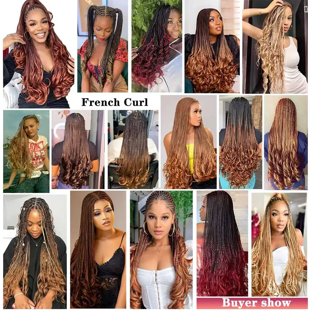 Losse Golf Franse Krullen Vlechten Haar Synthetische Spiraal Krullen Vlechten Hair Extensions Hoge Temperatuur Ombre Pre Uitgerekt Haar