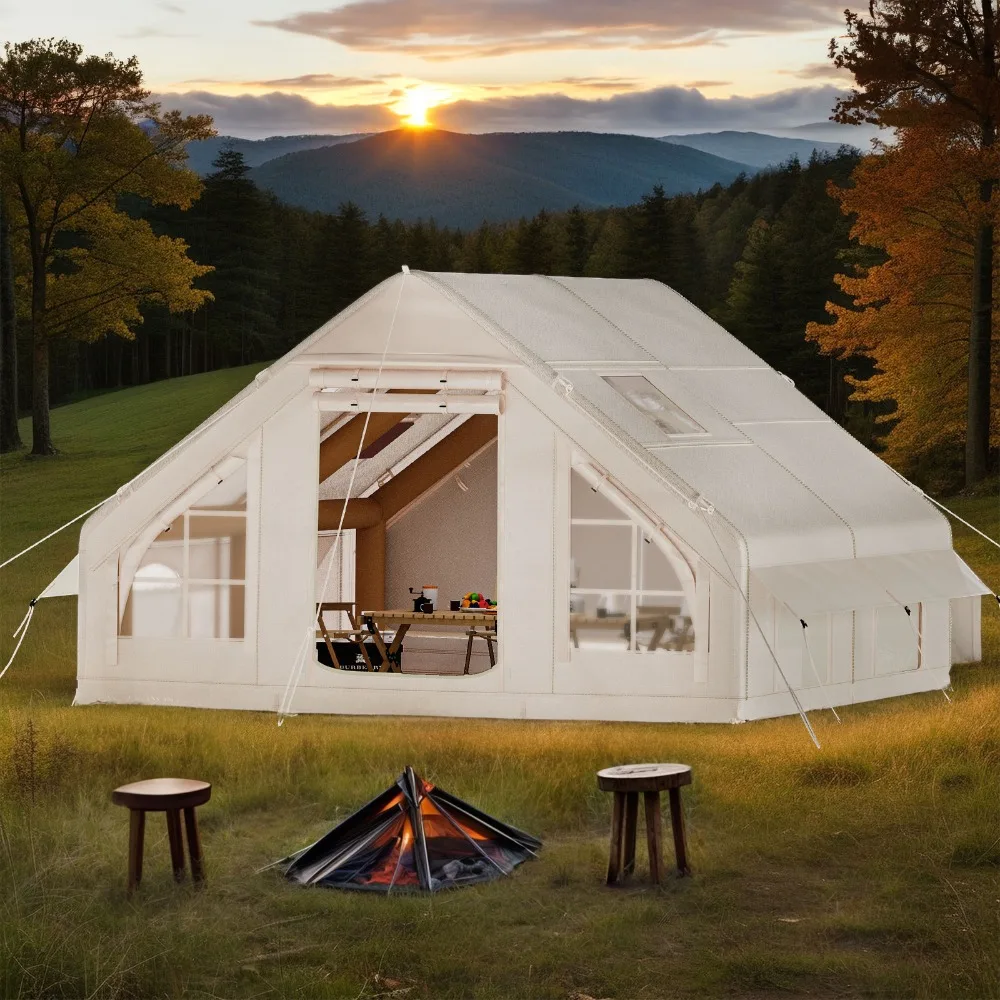 

8 Person Glamping Camping Tent Inflatable Waterproof Portable with Air Hose Pump