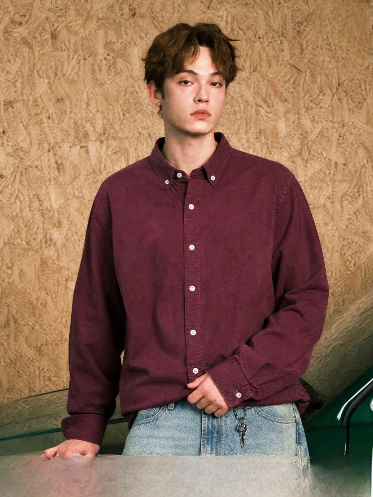 Pure Cotton Long Sleeve Shirt Matcha Story Loose Fit Men Women Autumn New Style Turn-down Collar Casual Comfortable Cotton Shirt