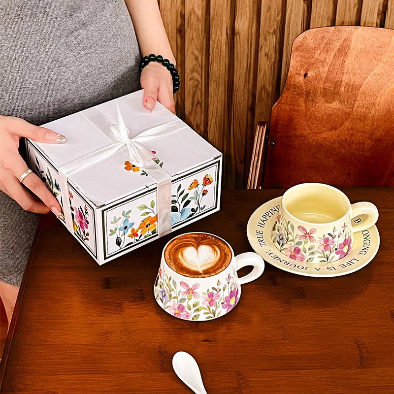 Original gift afternoon tea ceramic cup gift box phalinoptic coffee cup and saucing set light luxury high-end sense