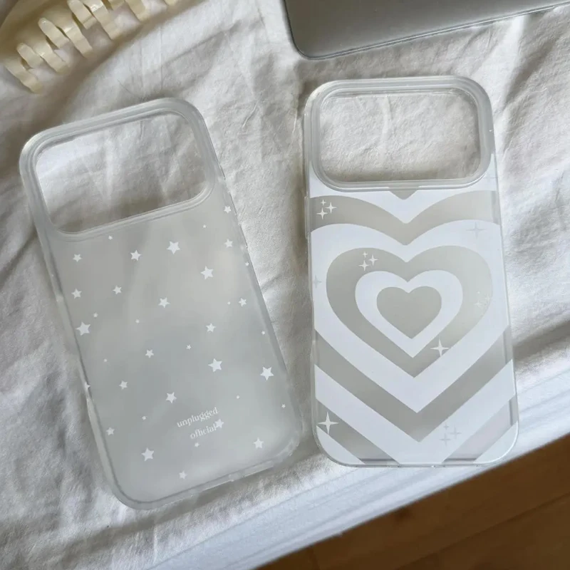 ستار الحب الكورية Ins الكرتون شفافة Y2K لطيف قضية الهاتف آيفون 17 AIR 16 15 14 13 12 11 برو XR ماكس 7 8 زائد غطاء صغير