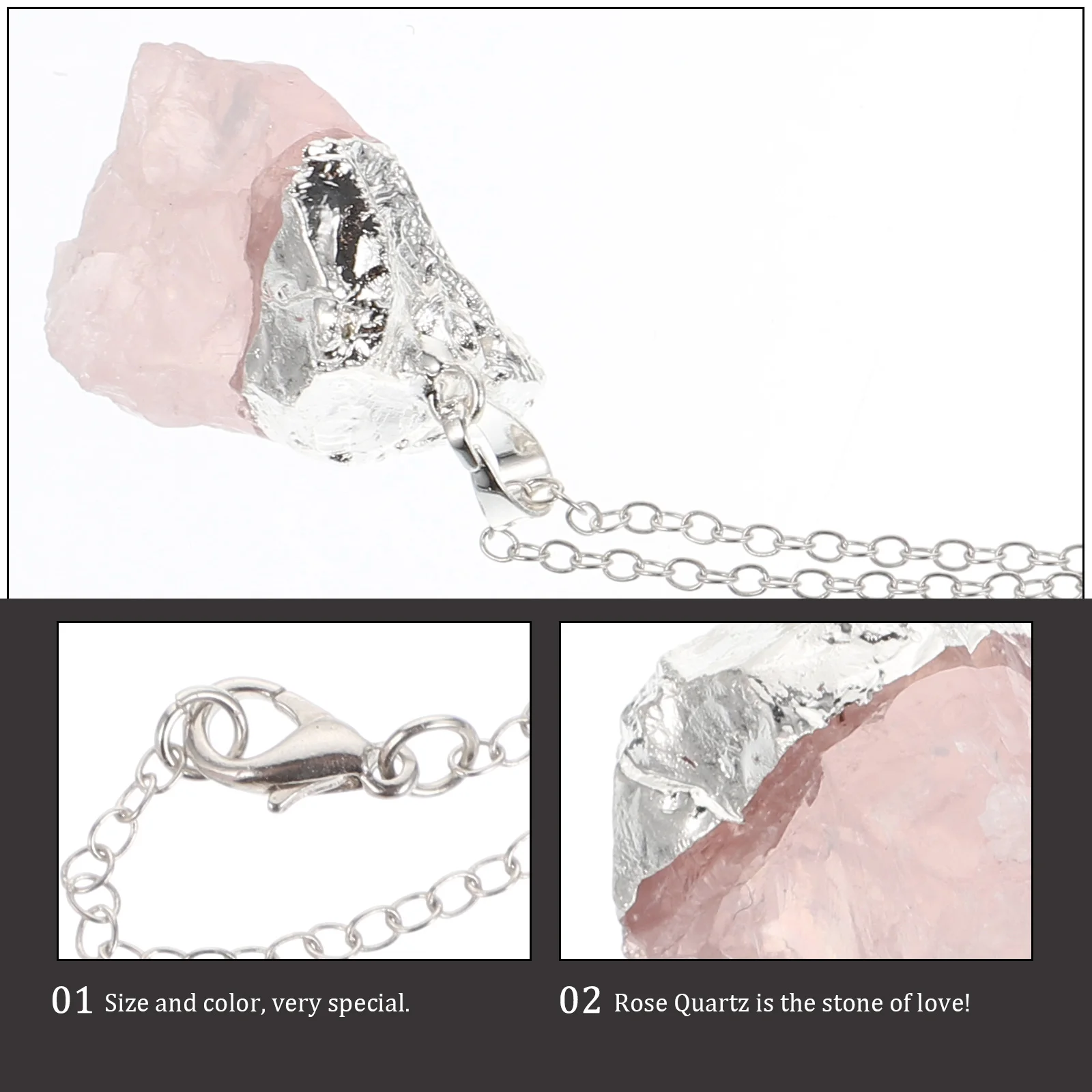 Rose Quartz Pendant Necklace Irregular Amethyst Crystal Delicate Craft Jewelry Chain Necklaces