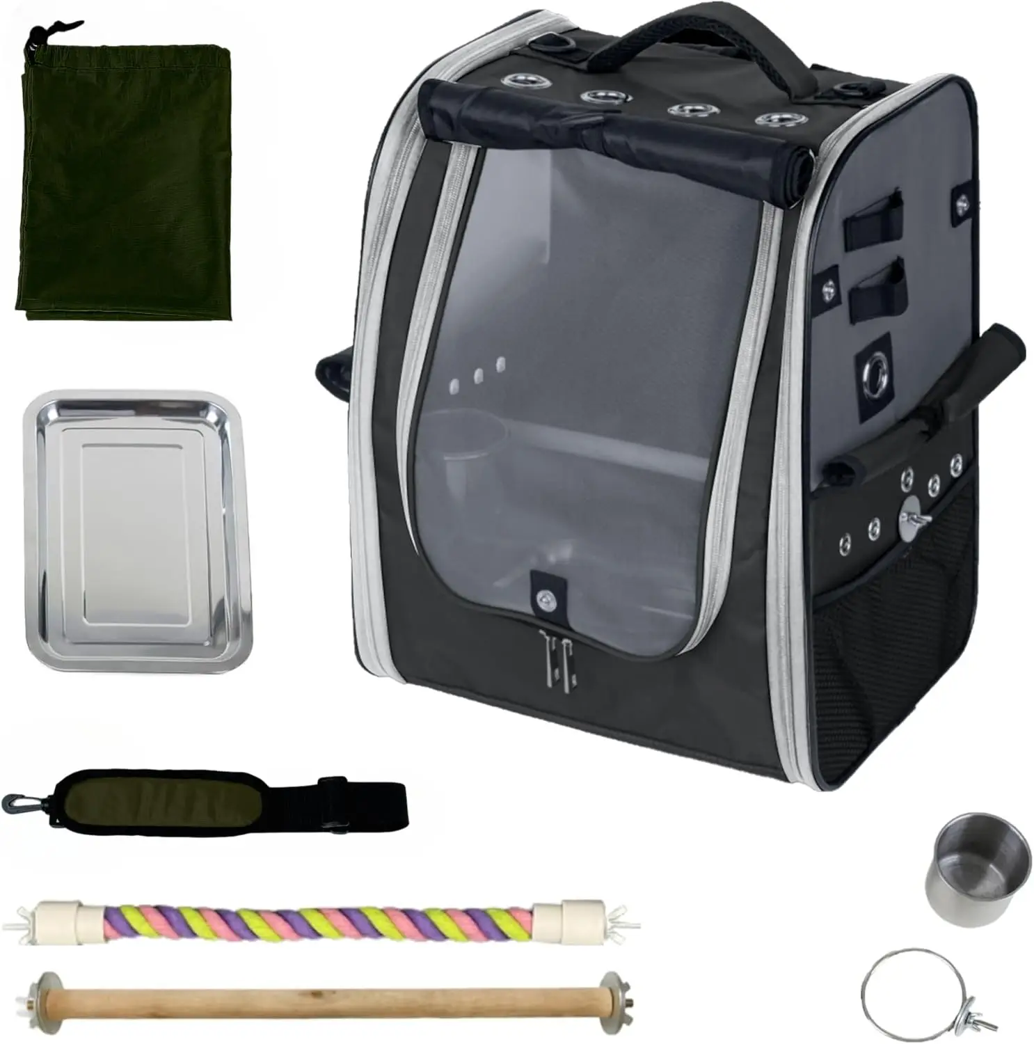 

Bird Carrier Backpack with Ventilation, Perches & Stainless Tray for Safe Travel