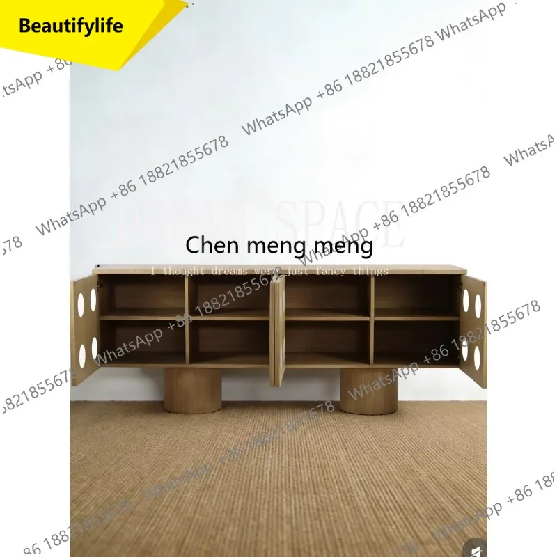 M45 Medieval Cream Wind Solid Wood Side Cabinet Household Wall Locker TV Storage Cabinet
