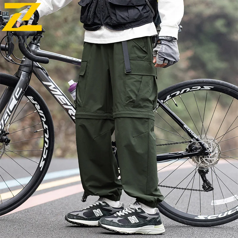 New Soft Cargo Pants Autumn Men Casual Removable Trouser Legs Outdoor Camping Adventure Comfort Straight Leg Utility Work Pants