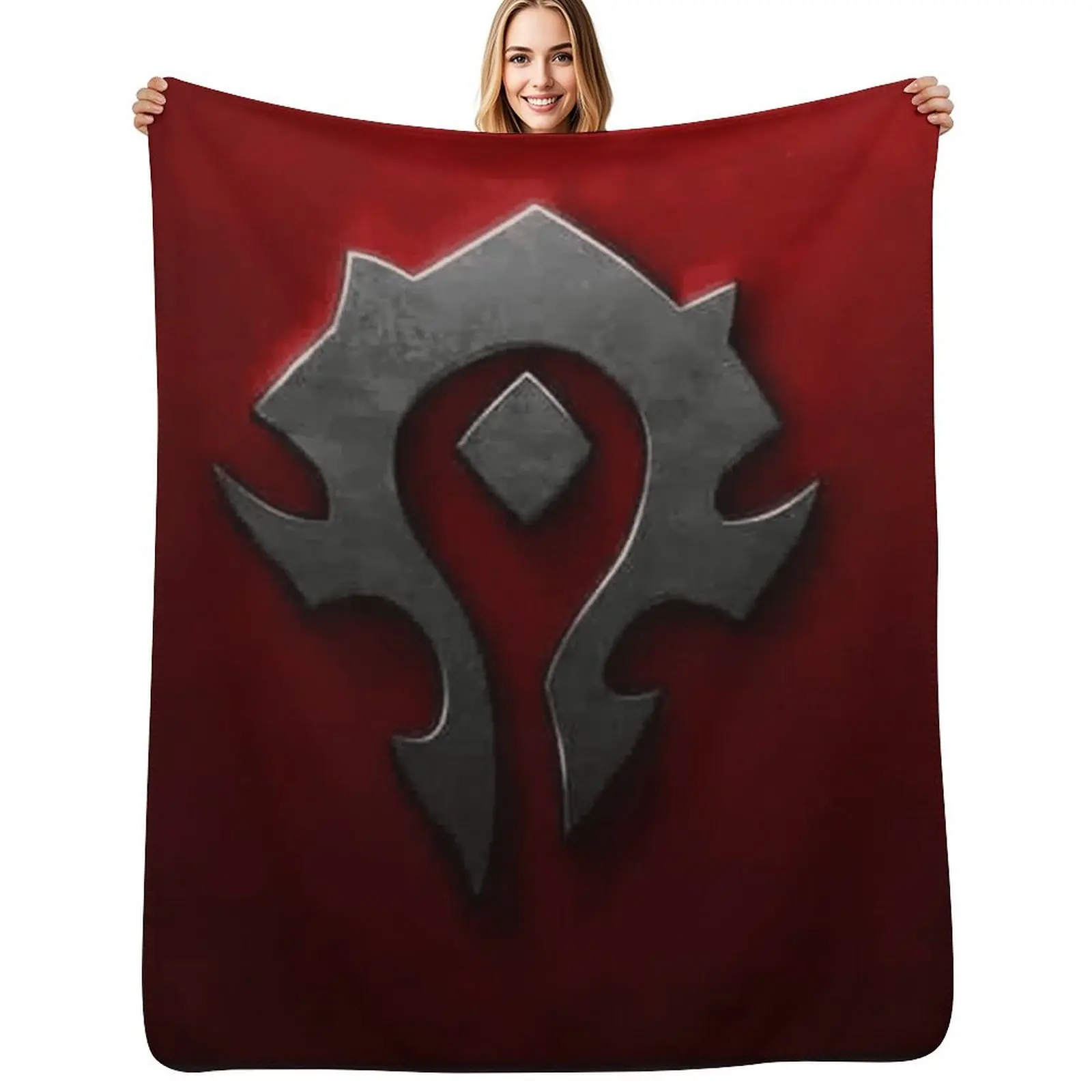 Horde shield from the game World of Warcraft -WoW- red background Throw Blanket Ultra Plush Cozy Blanket for Napping Sleeping