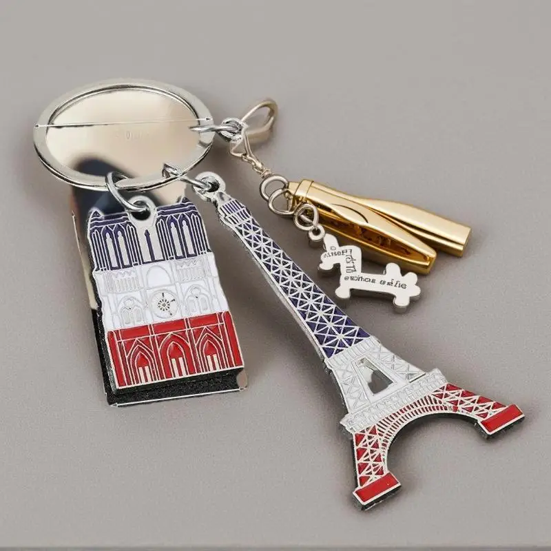 Llavero de aleación de zinc con diseño de la Torre Eiffel, colgante para bolso de mujer, recuerdo exquisito, llavero, accesorio ideal, regalo para viajeros y amantes de la ciudad.