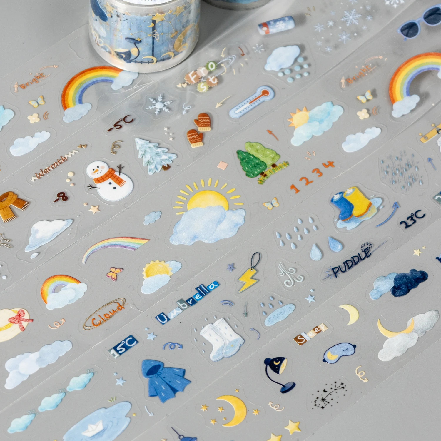 1PCS PET Weather Stickers Cloud Rainbow Snow Decor for Journal Scrapbooking