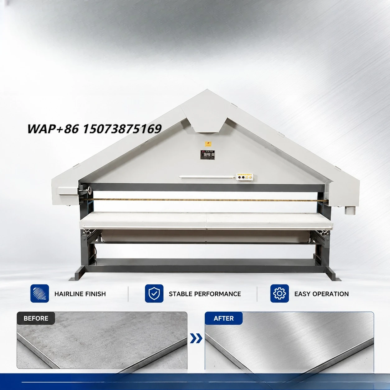 New Professional JUHUA Stainless Steel Cabinet Polishing Machine Industrial Flat Surface Grinder Hairline Finisher Easy Operate