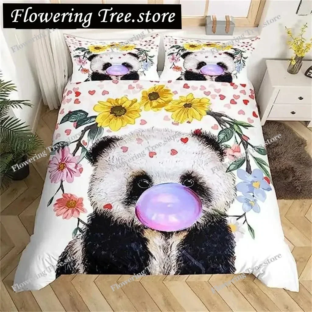 Black And White Panda Duvet Cover Boys Girls Cute Giant Panda Duvet Cover Set Kids Cartoon Animal Pattern Comforter Cover Decor0