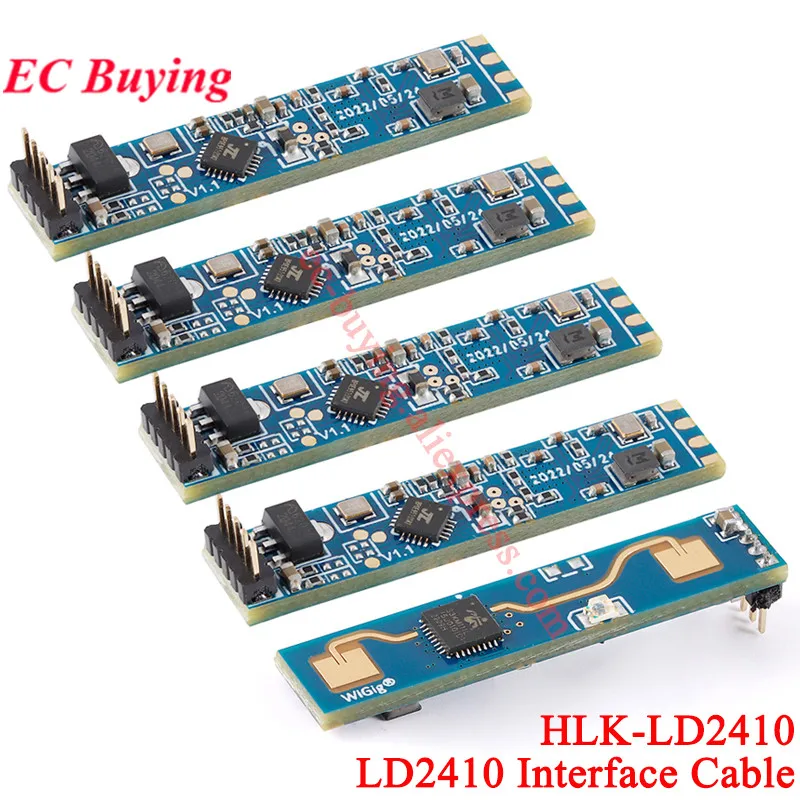 

1-5Pcs HLK-LD2410 24G FMCW 24GHz Smart Human Presence Sensing Radar Module LD2410 Millimeter Wave Motion Switch Sensor 5P Cable