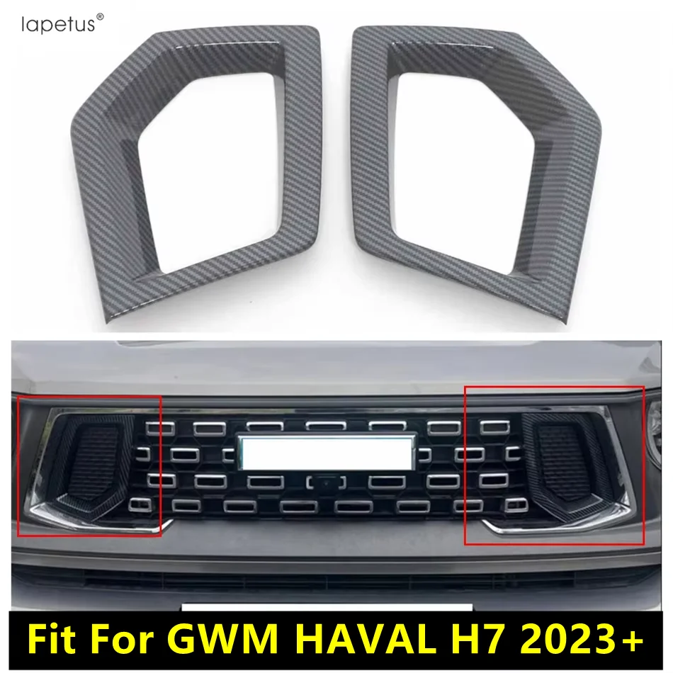 

Car Front Middle Grille Frame Fog Lamp Light Decoration Cover Trim For GWM HAVAL H7 2023 2024 2025 ABS Carbon Fiber Accessories