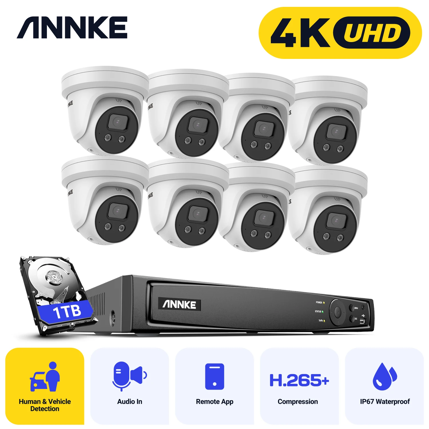 ANNKE 8CH 6MP Ultra HD PoE Network Video Security System Dual Lens AI Human Detection 180 Degree Wide Angle POE CCTV IP Cameras