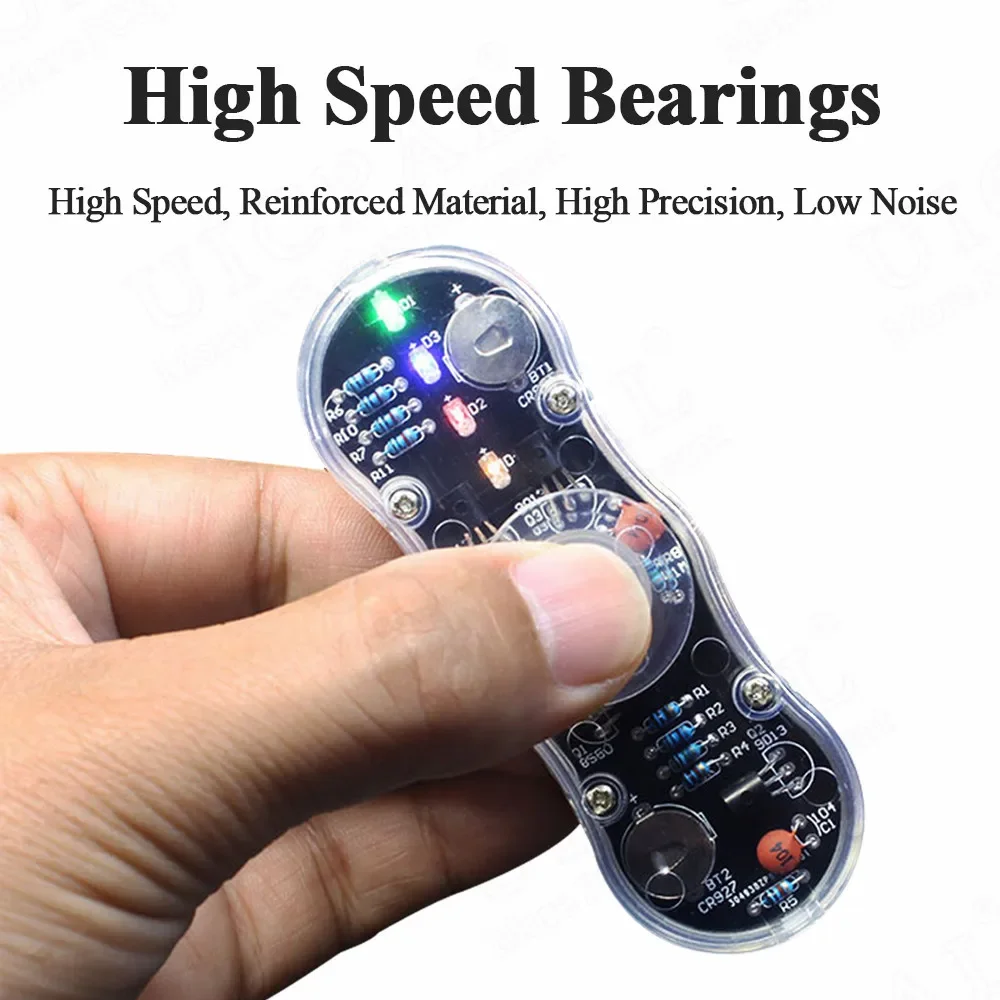 DIY LED Fidget Top Assembly Finger Rotate Toy Soldering Project CR927 with Practice Solder Colour Light DIY Electronic Kit