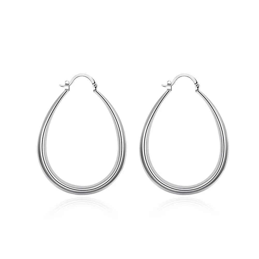 Wholesale Shinning Silver Color Earrings for Women's Gifts Factory Price Fashion Jewelry Solid U Shape Earrins