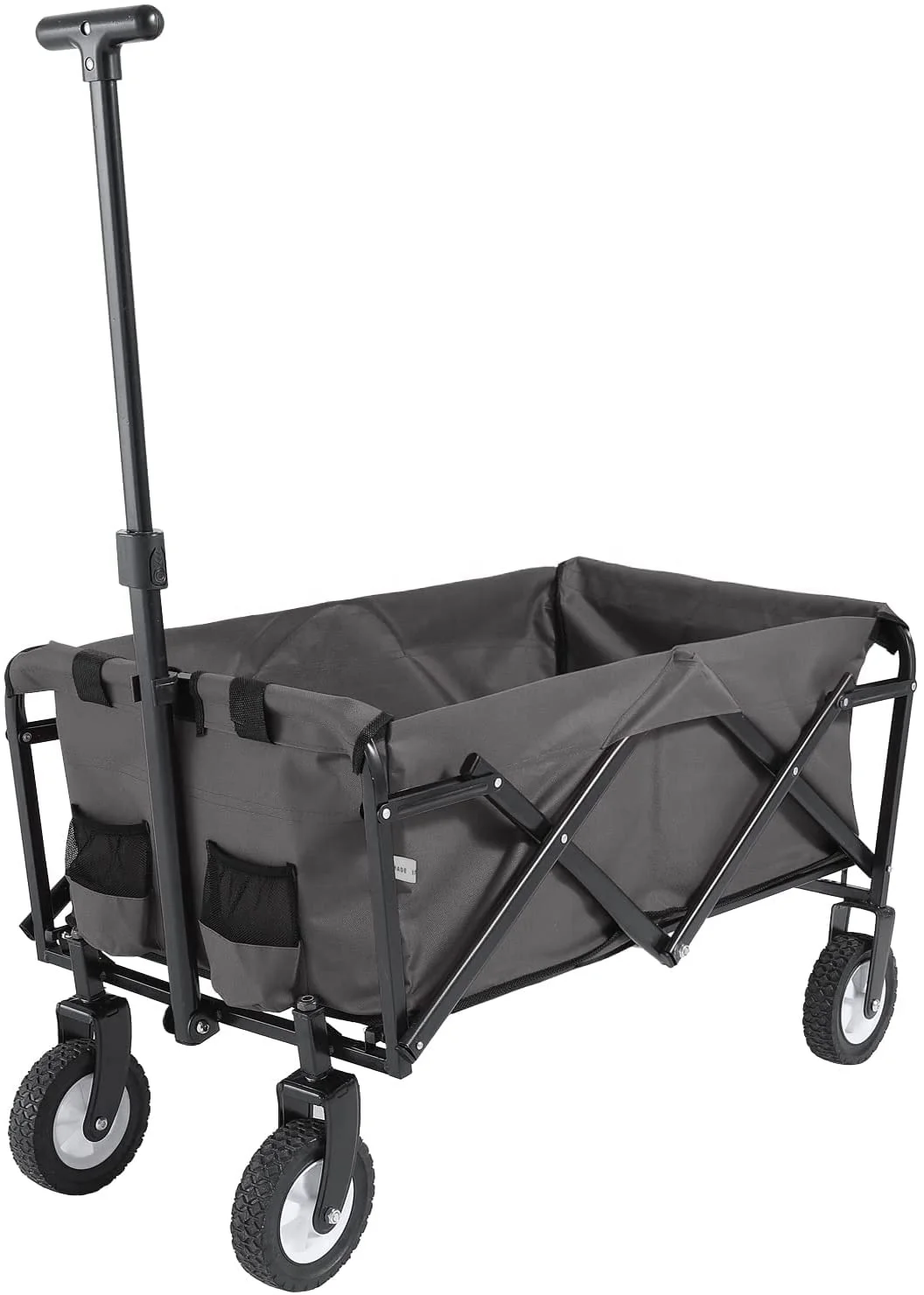 Collapsible Utility Folding Outdoor Camping Trolley Garden Beach Wagon Cart With 4 Wheels Gray