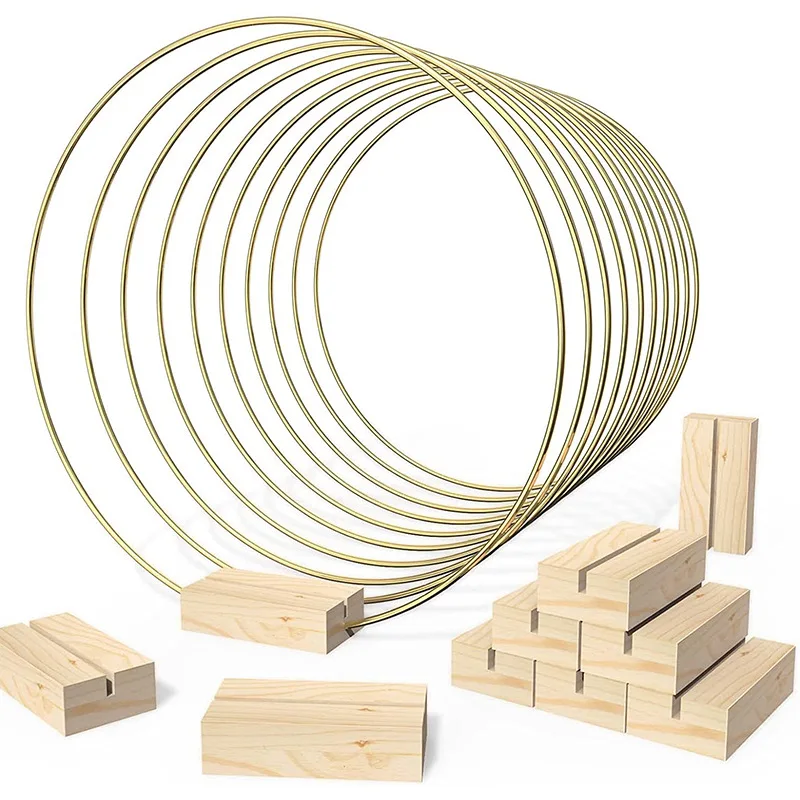 10 قطعة جارلاند المعادن الأزهار هوب الجدول سطح المكتب ديكور الحديد حلقة الزفاف المركزية حامل بطاقة الخشب إكليل ديكور المنزل حفلة ديكو