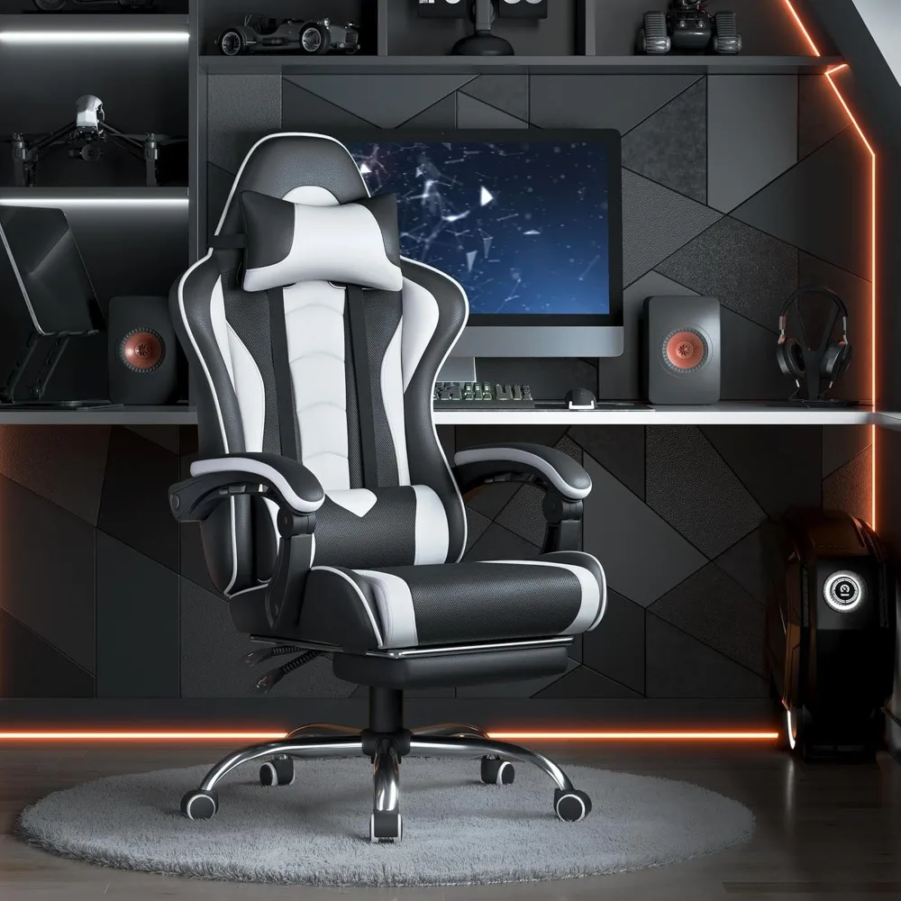 

Gaming Chair, Massage Lumbar Support and Footrest Height Adjustable Ergonomic with Swivel Seat and Headrest, Espores Chairs