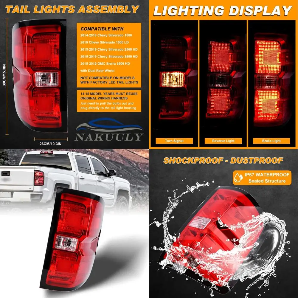

2016-2019 Chevrolet Silverado 1500 2500HD GMC Sierra 3500HD Right Passenger Side Tail Light Assembly with Halogen Bulbs