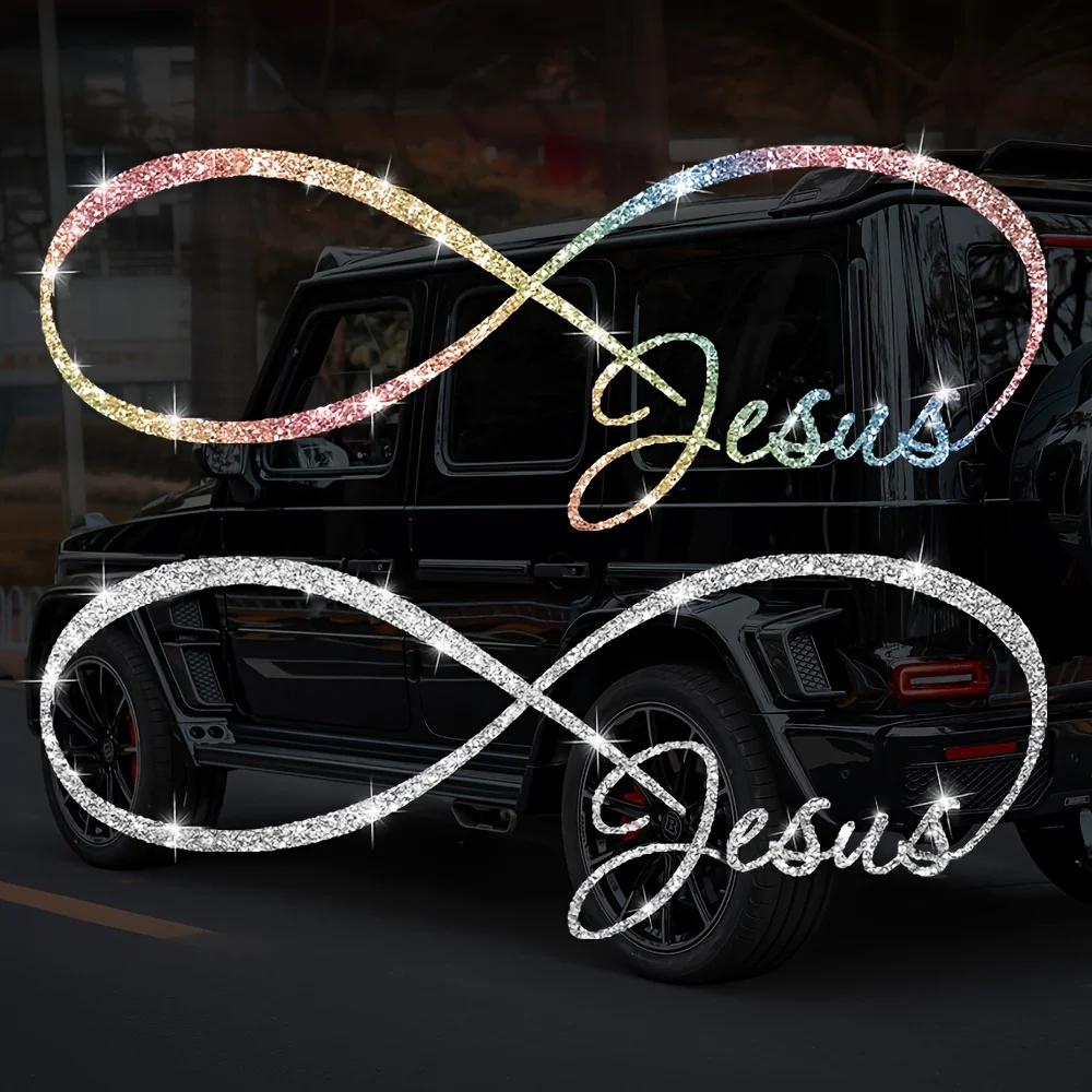 Reflective Infinity Jesus Symbol Sticker 1Pc Shiny Car Decal for Window Glass Body Home Door Laptop Motorcycle